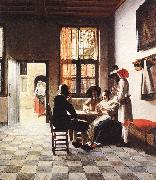 HOOCH, Pieter de Cardplayers in a Sunlit Room sg oil painting reproduction